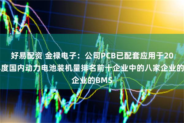 好易配资 金禄电子：公司PCB已配套应用于2024年度国内动力电池装机量排名前十企业中的八家企业的BMS
