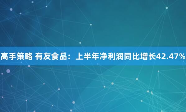 高手策略 有友食品：上半年净利润同比增长42.47%