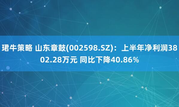 珺牛策略 山东章鼓(002598.SZ)：上半年净利润3802.28万元 同比下降40.86%