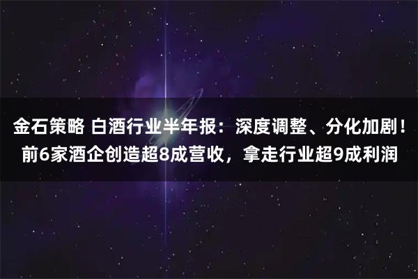 金石策略 白酒行业半年报：深度调整、分化加剧！前6家酒企创造超8成营收，拿走行业超9成利润